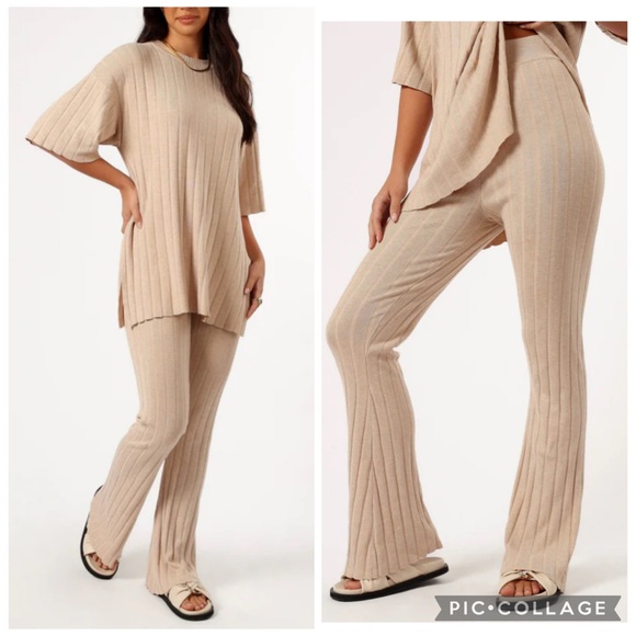 Petal & Pup Sweaters - Petal & Pup Silvie Short Sleeve‎ Knitted Set Beige XS/S